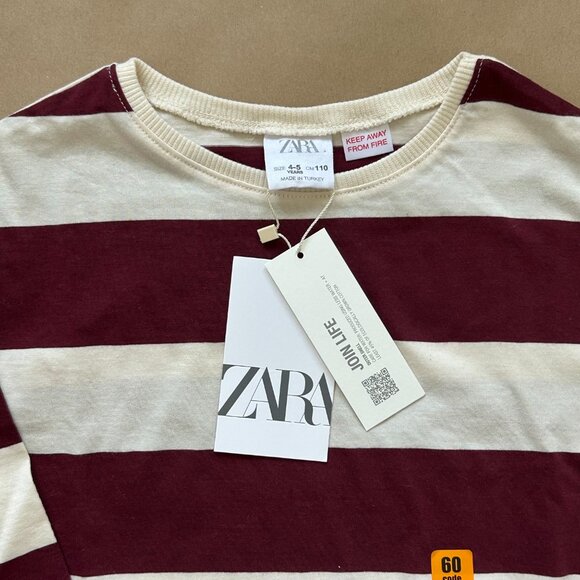 NWT Zara Long Sleeve T-Shirt Stripes - Picture 2 of 5